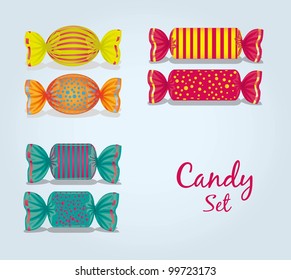 candy set rectangular, square, oval, lines and dots, vector illustration