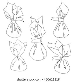 Candy set sketch style, hand drawn. Contour on white background.