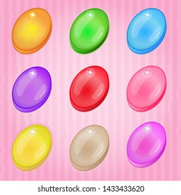 Candy shape oval colourful match 3 game.