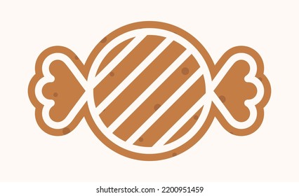 Candy dio forma a una galleta de pan de jengibre. Ilustración plana vectorial de galletas de Navidad.
