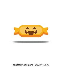 calabaza en forma de caramelo Halloween ilustración de estilo plano vectorial