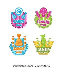 Colección de logotipo de diseño de insignias de tienda de caramelos para productos de etiquetas, logotipo de tienda, sello, banner y más