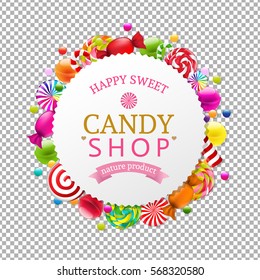 Candy Shop Banner With Gradient Mesh, Vector Illustration