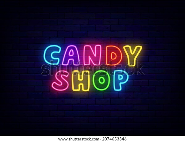 Candy Shop Colorful Neon Text Sweet Stock Vector (Royalty Free ...