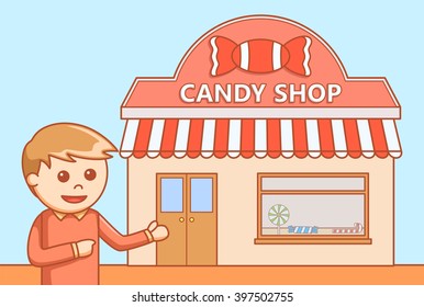 Candy shop  doodle illustration