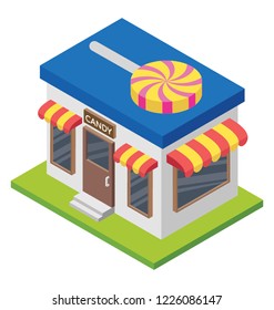 
Candy shop flat icon design, confectionary store 
