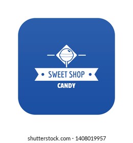 Candy shop icon blue vector isolated on white background