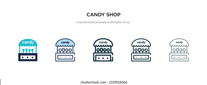 candy shop icon in different style vector illustration. two colored and black candy shop vector icons designed in filled, outline, line and stroke style can be used for web, mobile, ui