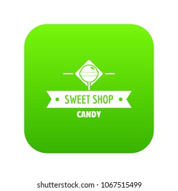 Candy shop icon green vector isolated on white background