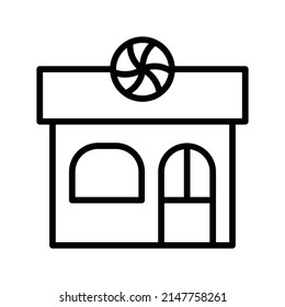 Candy Shop Icon. Line Art Style Design Isolated On White Background