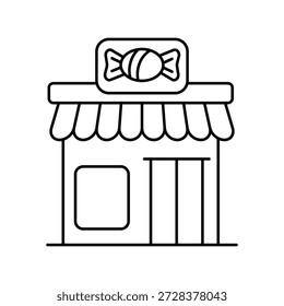 Icono de tienda de caramelos con fondo blanco Vector Ilustración de stock