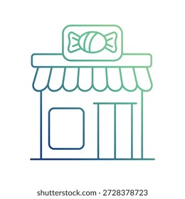 Icono de tienda de caramelos con fondo blanco Vector Ilustración de stock