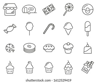 Candy Shop Icons Thin Line Set Big