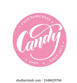 Candy shop lettering logo. Vector illustration.