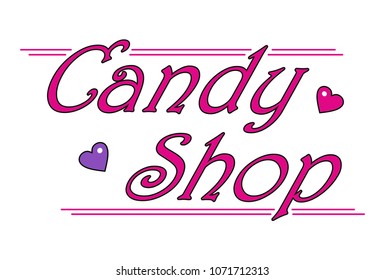 Candy shop logo, label or emblem for your design. Colored Vector illustration. Vintage logo. 