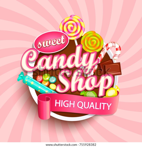 Candy shop logo label or emblem for your\
design. Vector\
illustration.