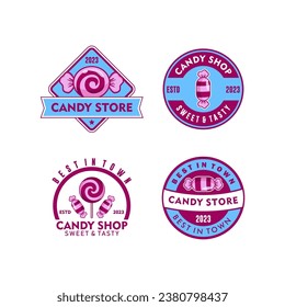 Candy shop logos collection color design