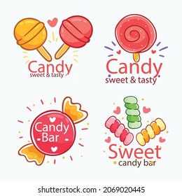 Candy shop logos collection sweet