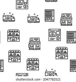 Candy Shop Product Vector Seamless Pattern Thin Line Illustration