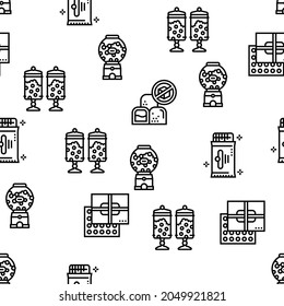 Candy Shop Product Vector Seamless Pattern Thin Line Illustration