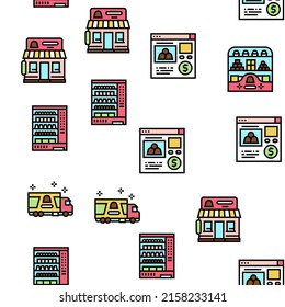 Candy Shop Product Vector Seamless Pattern Thin Line Illustration