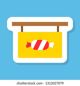 Candy shop sign sticker vector, Isolated flat design icon