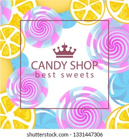 Candy shop. Sweets for children. Vector image.