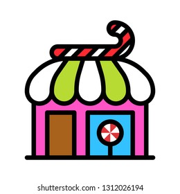 Candy shop vector illustration, filled style icon editable outline