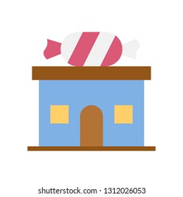 Candy shop vector illustration, Isolated flat design icon