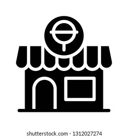 Candy shop vector illustration, Isolated solid design icon