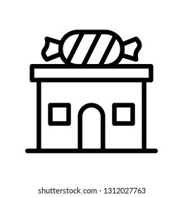 Candy shop vector illustration, Isolated line design icon