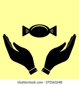 Candy sign. Flat style icon vector illustration.