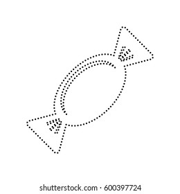 Candy sign illustration. Vector. Black dotted icon on white background. Isolated.