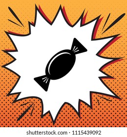 Candy sign illustration. Vector. Comics style icon on pop-art background.