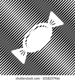 Candy sign illustration. Vector. Icon. Hole in moire background.