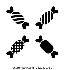 Candy Silhouettes On White Background A Collection Of Sweet Treats