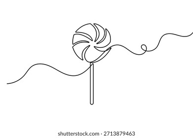 Ilustración vectorial de contorno aislado minimalista del arte de la sola línea del caramelo para el diseño moderno