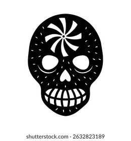 Candy skull silhouette vector art
