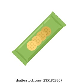 Candy snack bar icon flat vector. Cereal nut. Healthy food isolated