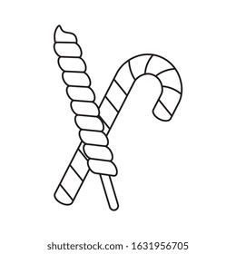 candy spiral in stick with candy cane vector illustration design