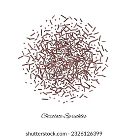 Espoleta de caramelo, salpicaduras de chocolate Donut aisladas, Decoración de cristal marrón dulce, Vermicelli de chocolate en la parte superior del fondo blanco, Ilustración vectorial