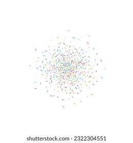 Candy Sprinkle, Donut Rainbow Sprinkles Isolated, Sweet Color Glaze Decoration, Many Small Vermicelli on White Background Top View, Vector Illustration