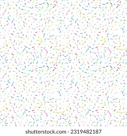 Candy Sprinkle Seamless Pattern, Donut Rainbow Sprinkles Texture Background, Sweet Color Glaze Decoration, Many Small Vermicelli, Vector Illustration