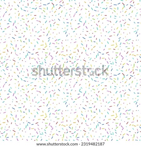 Candy Sprinkle Seamless Pattern, Donut Rainbow Sprinkles Texture Background, Sweet Color Glaze Decoration, Many Small Vermicelli, Vector Illustration