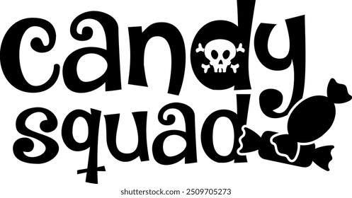 candy squad halloween black vector graphic design and cut file