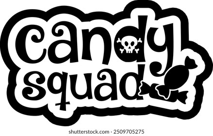 candy squad halloween black vector graphic design and cut file