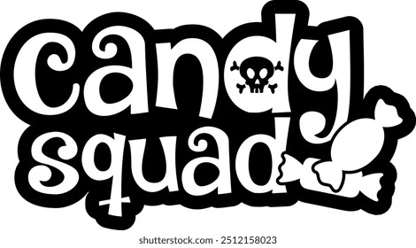 candy squad halloween black vector graphic design and cut file