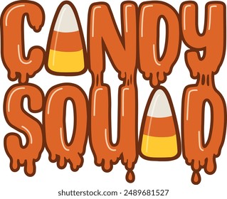 Candy squad Halloween-themed text art vector illustration