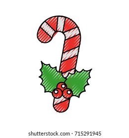 candy stick cane with holly berry decoration striped