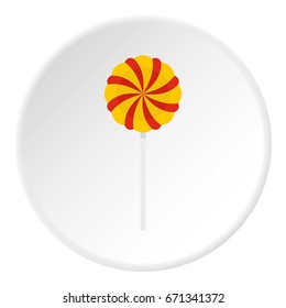 Candy stick icon in flat circle isolated vector illustration for web